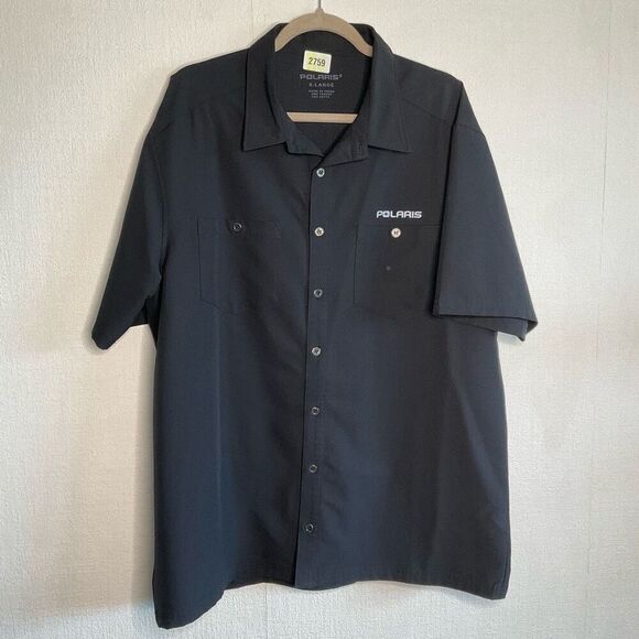 POLARIS Men's Mens XL Extra Large Short-Sleeve Tech Pit Shirt with Logo, Black - Picture 6 of 13